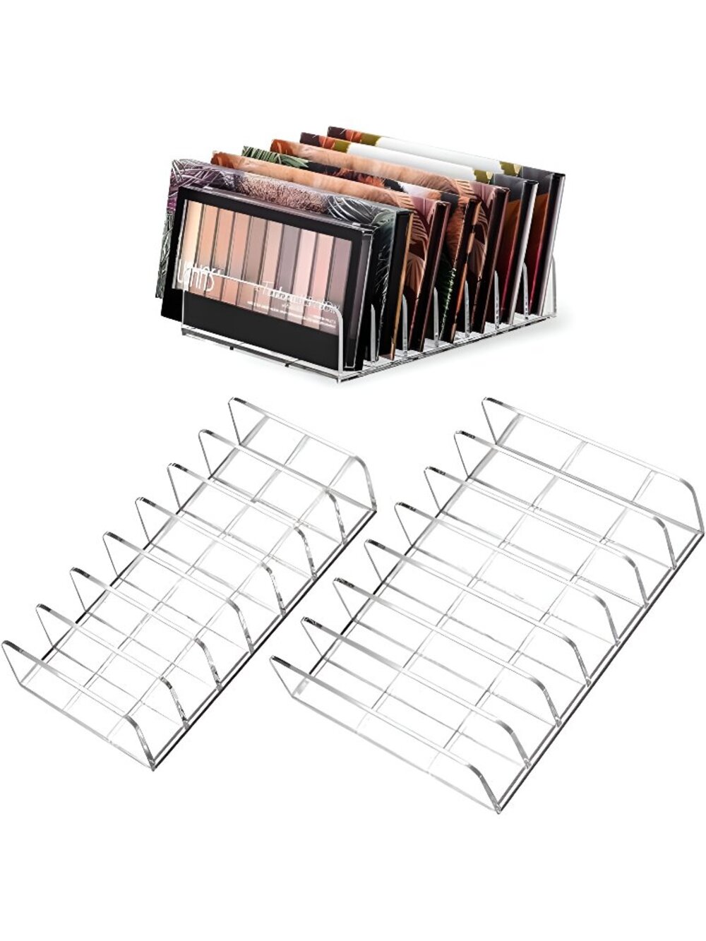 2 Pack Acrylic Makeup Eyeshadow Palette Organizer, 7-Slot Display